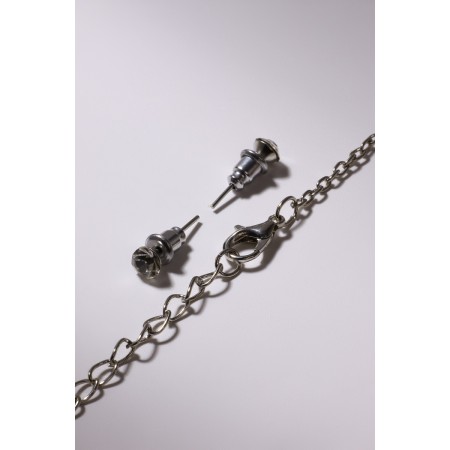Set 2 objects: Earrings of the pendant "openwork" Vivaldi, white-blue color in silver, 50 cm-2
