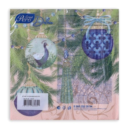 New Year's napkins paper Grandpero Deluxe "Luxurious Christmas tree", 3 layers, 33x33 cm, 20 pcs-3