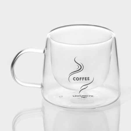 A set of glass mugs with double walls Magistro "Coffee", 200 ml, 13 × 9.5 × 8 cm, 2 pcs-6