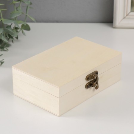 Casket wood for painting "rectangular" locking hook 15x10x5 cm