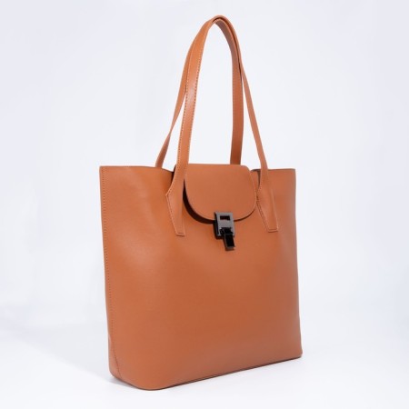 Bag Women's Tout with zipper, brown color-2