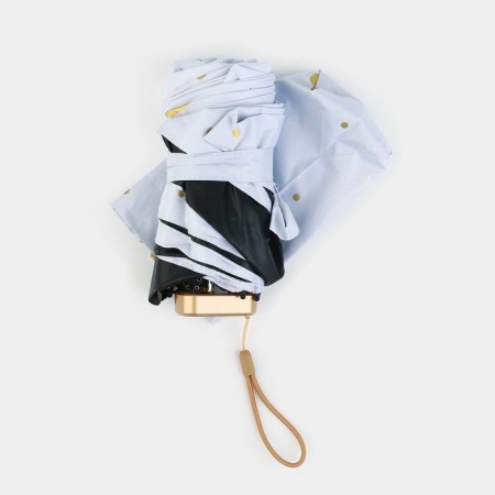 Mechanical female umbrella, 6 knitting needles, white color in gold peas.-5