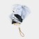 Mechanical female umbrella, 6 knitting needles, white color in gold peas.