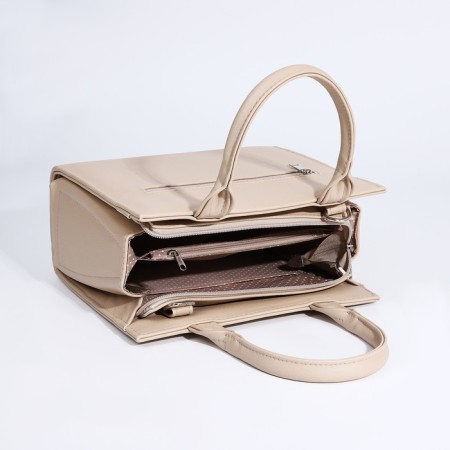 Female bag Textura, tout, medium size, beige color-6