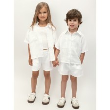 Костюм муслиновый детский Amarobaby Easy, рост 110 см, цвет белый