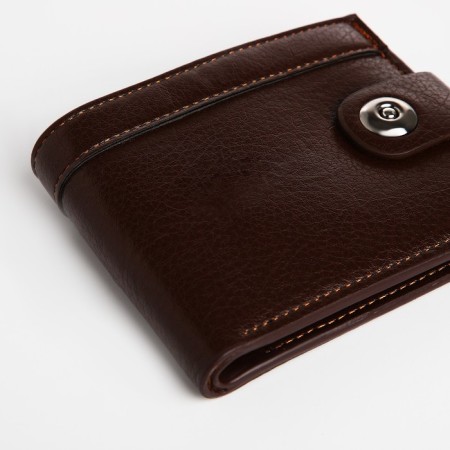 Male purse on a magnet, department for bills, for maps, for coins, brown color-2