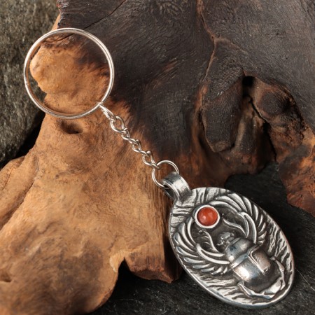 Scarabian amulet with a carbonic stone, 30x47 mm, metallic-4
