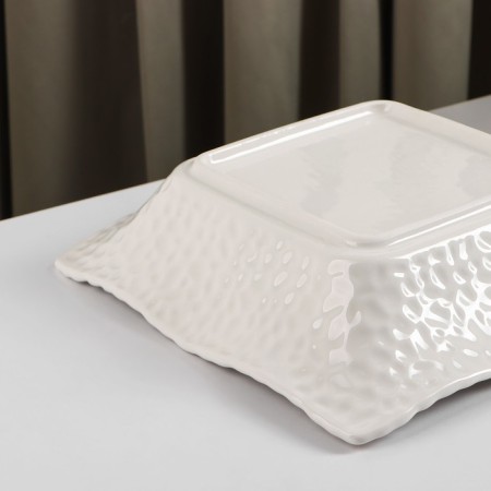 Ceramic “airiness” salad bowl, 800 ml, d = 21.7 cm, white color-2
