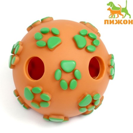 Ball "paws" for dogs with holes, 8 cm, orange/green