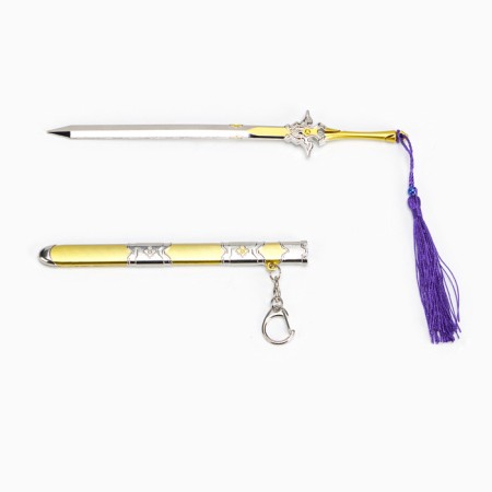 Souvenir weapon suspended mini "Genshin Sword", keychain, 21 cm, gold with purple-3