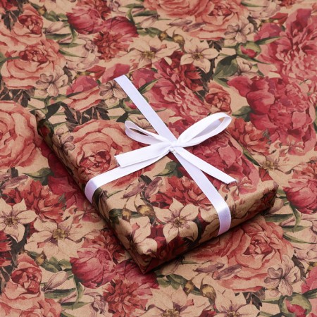 Packaging paper, brown craft "Spring bouquet of mood", 50 x 70 cm-2