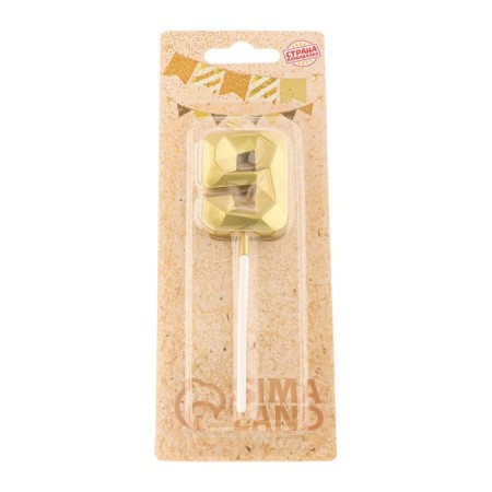 Candle in the cake on the skewer "Almaz", the number "9", gold, 4.5 cm-6