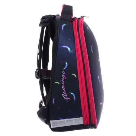 School backpack 38 x 30 x 16 cm, ergonomic back, stavia "flamingos mini", black/blue/pink-5