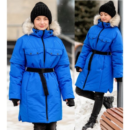 Park jacket for girls, height 146 cm, blue color