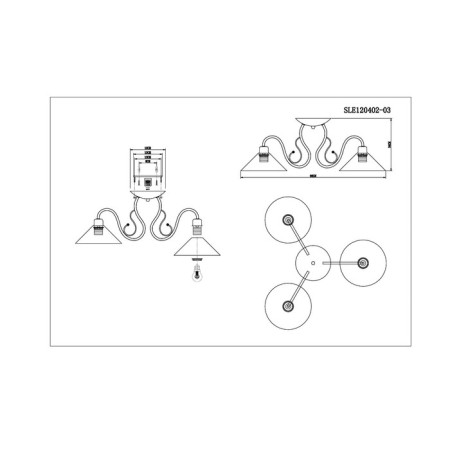 Ceiling EVOLUCE lamp. Sle120402-03. Ciolla. 3x60 watts, E27, 66x66x24 cm, dark -brown color-9