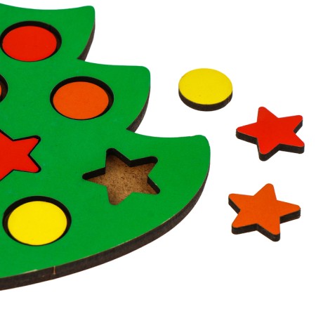 New Year's mosaic "New Year! Elegant Christmas tree ”, 17 × 12.5 × 2 cm, circle: 1.8 cm, star: 2.4 cm-3