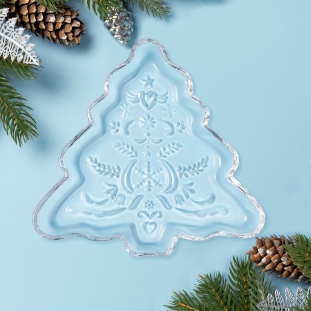 The dish "New Year's miracle. Spruce ", 22.2 × 21.2 × 2.7 cm, glass, transparent