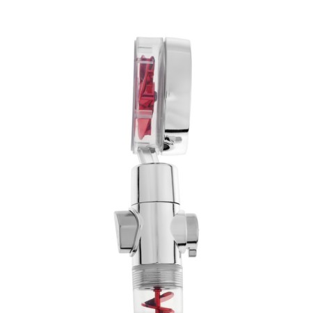 Shower watering can Zein Z4088, microdants, button "stop", fan, spiral, red/chrome-5