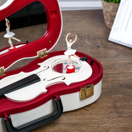 Casket Musical Plastic Mechanical "Violin" White 6x34.5x12.7 cm-3