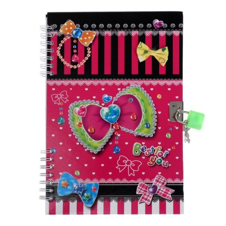 Notebook Gift Book on a lock, A5, 50 sheets, line, Bows, mix-1
