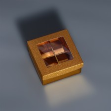 Box for 4 sweets gold glitter, 8.5 x 8.5 x 4 cm. Confectionery packaging