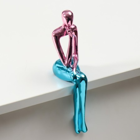 Souvenir Polystone "Consuming Man" pink-blue 5x8.5x21 cm-2