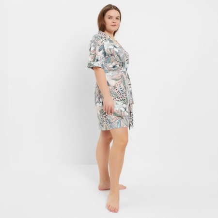 Home set (robe/shirt) female, beige/gray color, size 58-2