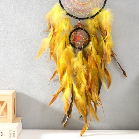 Dreaming Catcher 2 Rings "Tree of Life" yellow d = 7 b and 16 cm 16x63 cm-2