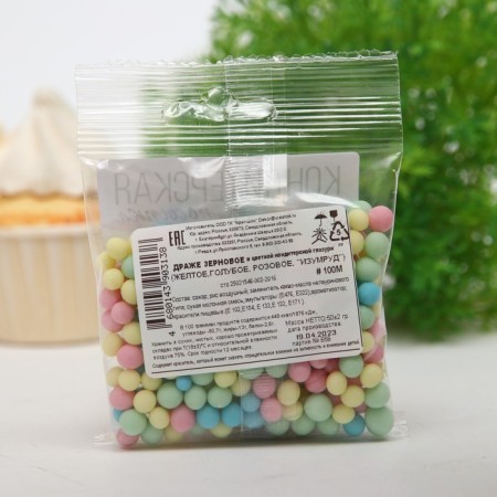 Confectionery sprinkling in color glaze: yellow, blue, pink, emerald, 50 g-2