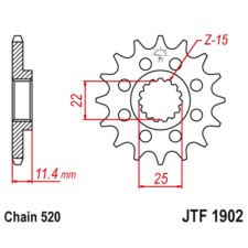 Звезда ведущая JTF1902-17, JT sprockets, цепь 520, 17 зубьев