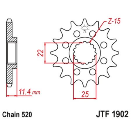 Leading star JTF1902-17, JT SPROCKETS, chain 520, 17 teeth