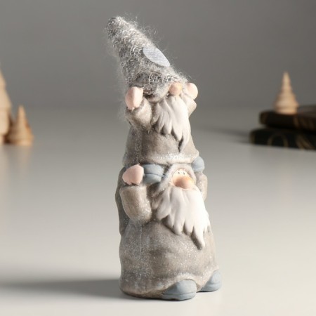 Souvenir Ceramics "Dwarves Pyramid, with a heart, in the gray" 9x7.8x17.8 cm-1