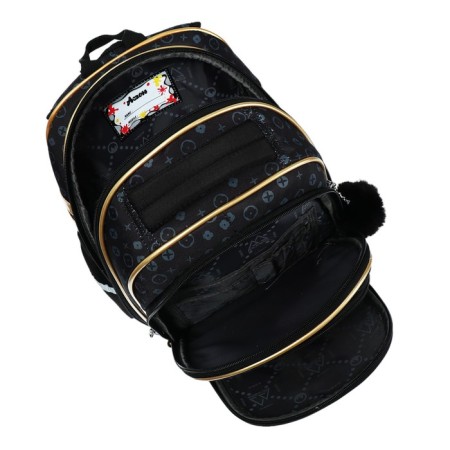 School backpack 40x33x15cm, ergonomic back, Across 410, black/gold-7