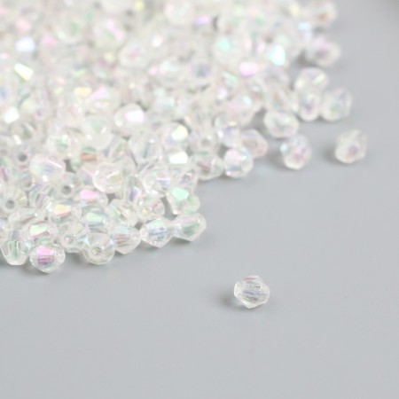 Beads for creativity Plastic "Rhombus Crystal Holography White" set 20 grams 0.4x0.4 cm