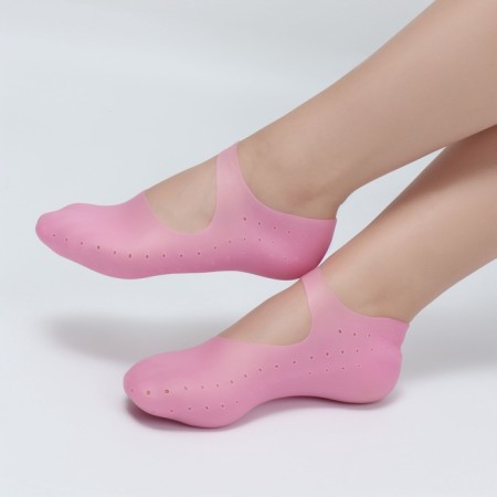 Socks for pedicure, silicone, with perforation, with a strap, size L, pink color-8