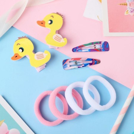 Hair set "Funny kids" (4 elastic bands, 2 clamps, 2 invisibility) ducks-1