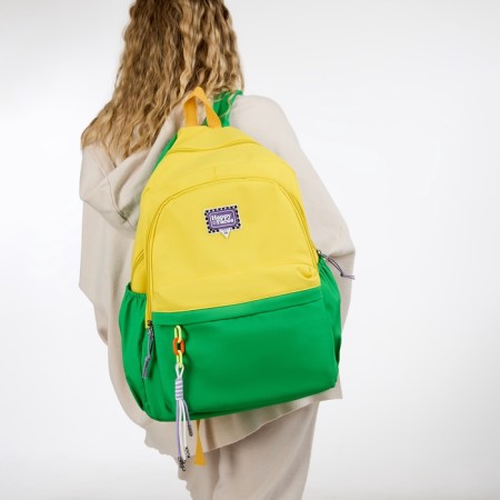 Backpack 2 of the lightning department, 4 outer pockets, yellow/green color-6