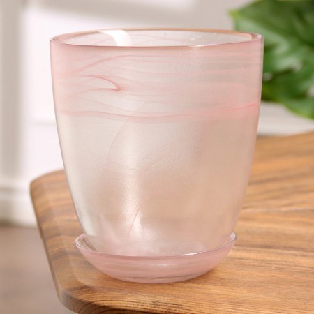 Flower pot with the pallet "Harmony", pink 1 liter