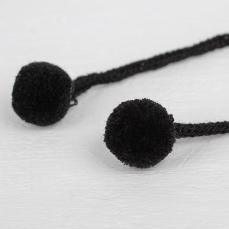 Decorative element on the rope 2 balls, d = 1.5 cm, set 6 pcs., Black color-2