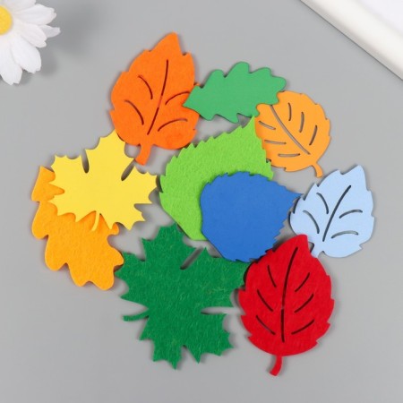 Decor for creativity "leaves from felt and foamiran" from 4.5 to 6 cm Mix ((set 10 pcs)
