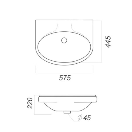 Sanita sink "Samara", without a hole for the mixer, white-1
