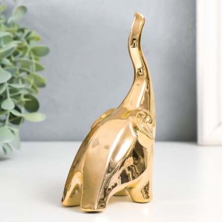 Souvenir Ceramics "Elephant - Dobrot up" Gold 8x5.3x14 cm-2