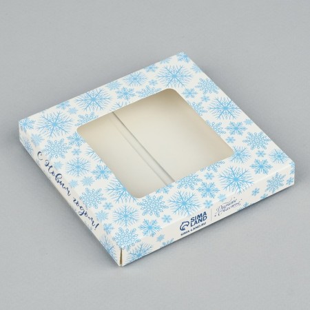 Box for chocolate “I hurry to congratulate”, with a window, 10.2 x 1.4 x 10.2 cm, New Year