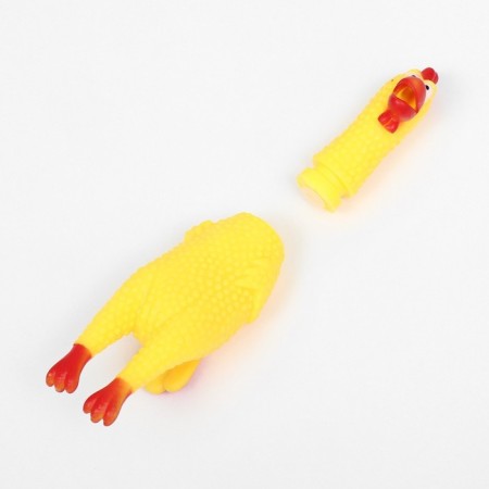 Brying toy "Rooster" for dogs, 16 cm, yellow-3