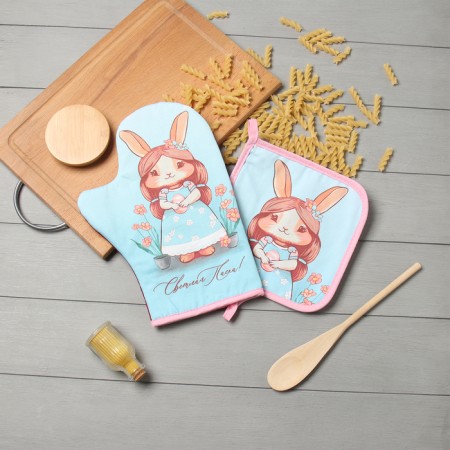 Set of kitchen. Ethel "Bright Easter" mittens-seging 20x28cm, capture 19x19cm, 100% HL-6