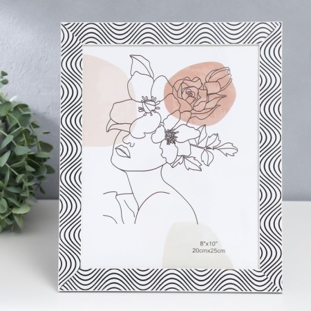 Photo frame plastic 20x25 cm "waves" white with black 28.5x23.5 cm