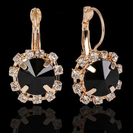 Earrings with rhinestones "Circle" party, large, color mix-2