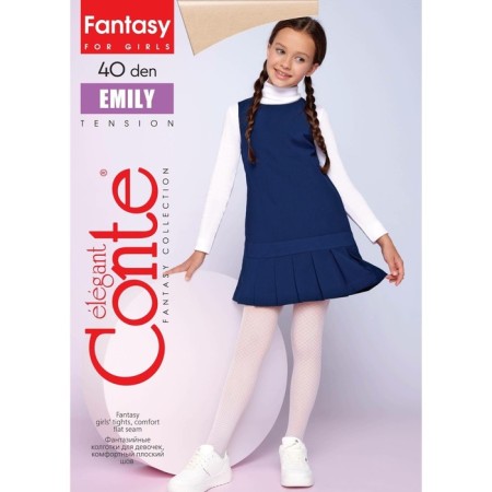 Children's tights with openwork pattern Conte Elegant Emily, height 146-152 cm, Bianco color-3