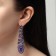 Hanging earrings with rhinestones "evening" petals, blue color in silver, 8 cm