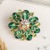 Brooch "Flower" chrysanthemum, green color in gold